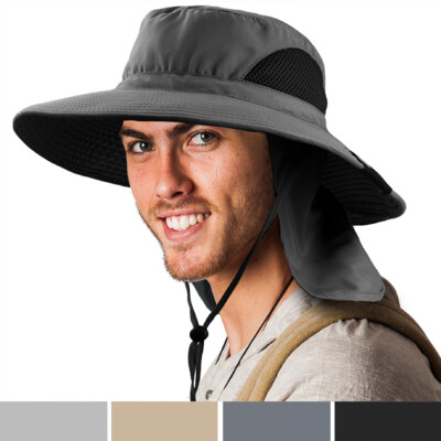 #ad Outdoor Hiking Fishing Hat Summer Sun Protection Wide Brim Boonie Shade 50 UPF $18.99