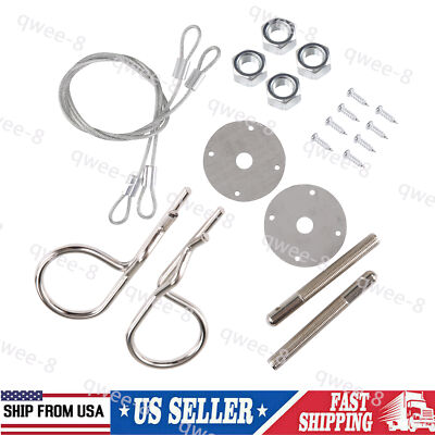 Stainless Steel Engine Hood Pin Plate Bonnet Lock Clip Kit Car Modified Accessor