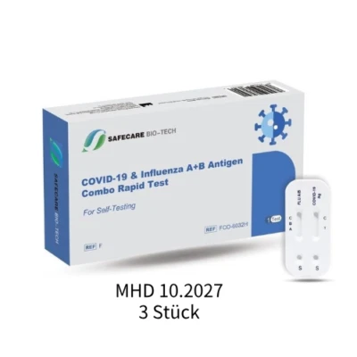 SAFECARE BIOTECH 3×Safecare Corona + Influenza A/B Combo 3in1 Test 1er Laientest/MHD 10.2027