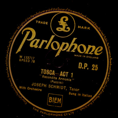 JOSEPH SCHMIDT -TENOR- ''Tosca'' Recondita armonia / E Lucevan Le Stelle   S072