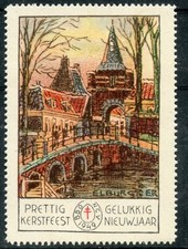 PAYS BAS ERINNOPHILIE TIMBRE VIGNETTE PRETTIG GELUKKIG KERSTFEEST NIEUWJAAR 1949