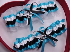 NEW Beautiful White Black Turquoise Wedding Garter Homecoming GetTheGoodStuff A 