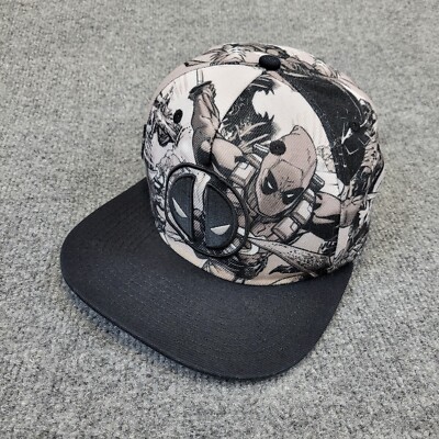 Marvel Deadpool Snapback Hat High Profile Flat Bill Superhero Comic Art RARE