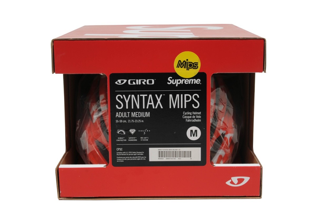 Supreme Giro Syntax Mips Cycling Road Bike Helmet Medium Red Supreme Giro Syntax Mips Cycling Road Bike Helmet Medium Red
