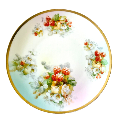 Imperial Austria PSL Empire Hand Painted 9 1/2" Plate Raspberries Gilded