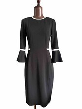 Pre-O Calvin Klein black With White Accents Dress Sz:2