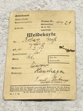 Meldekarte Arbeitsamt - Greifswald /Hanshagen 1930 -M.-St Hanshagen /Wusterhusen