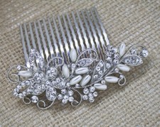 USA seller beautiful wedding bridal flower crystal rhinestone hair comb ha4489