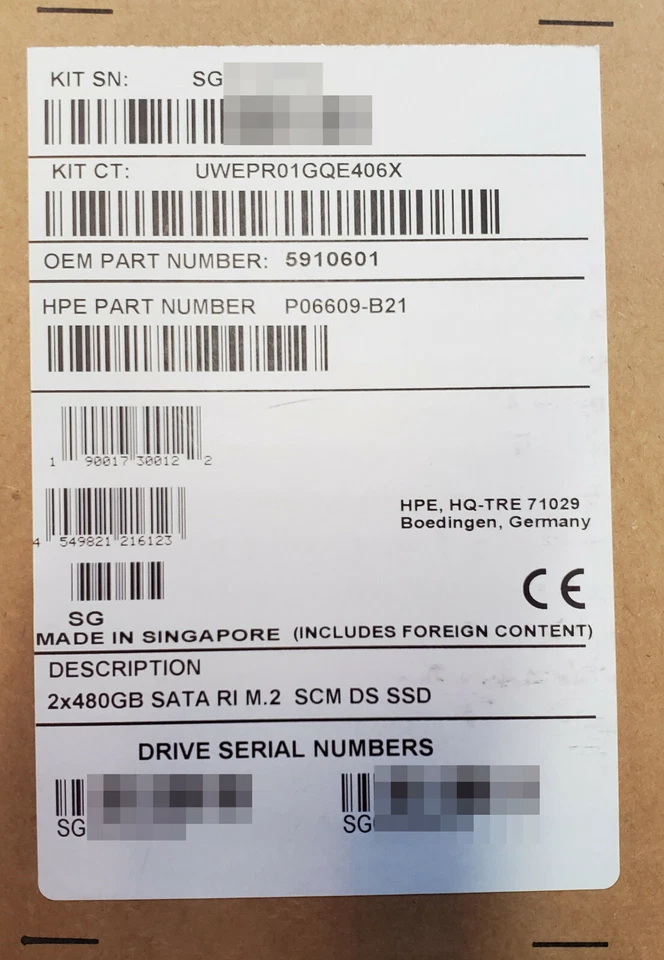 HPE Dual 480GB (960GB) SATA 6G RI M.2 - UFF to SFF SCM DS SSD for Proliant Gen10 - Image 2 of 2
