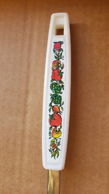 Vintage Korea Serving Fork Utensil Vegetable Print Mushroom Tomato Spice of Life