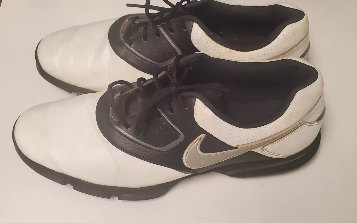 Nike Mens Heritage Golf Shoes 552069 100 Size 10.5 White Black Pre Owned