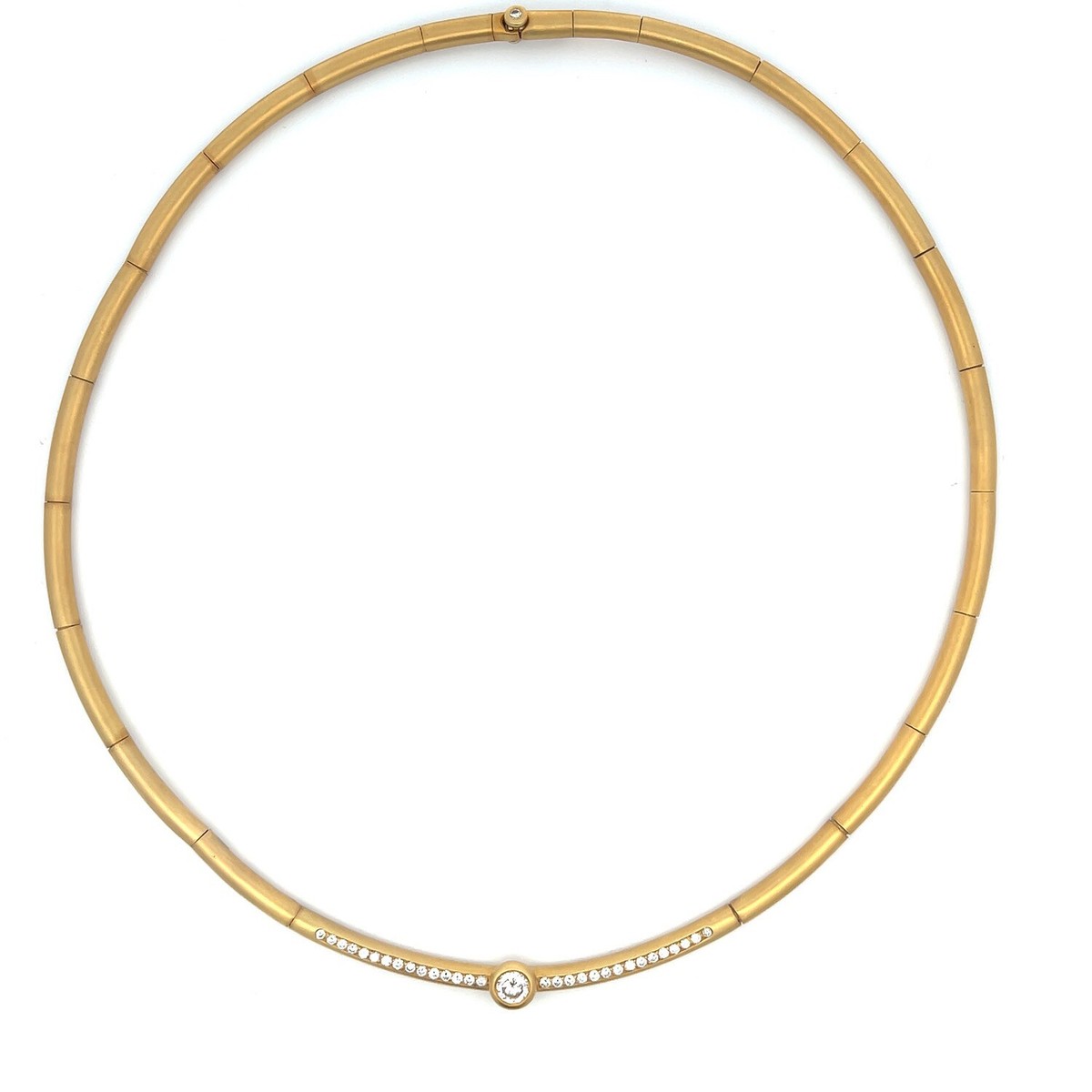 Diamonds 18k Yellow Gold Tube Link Collar Necklace