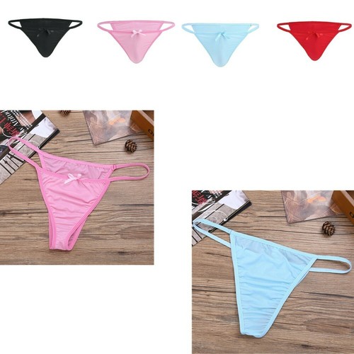 Men Bowknot Bikini Briefs Underwear Lingerie Tong Panties Sissy Soft AU - Picture 6 of 38