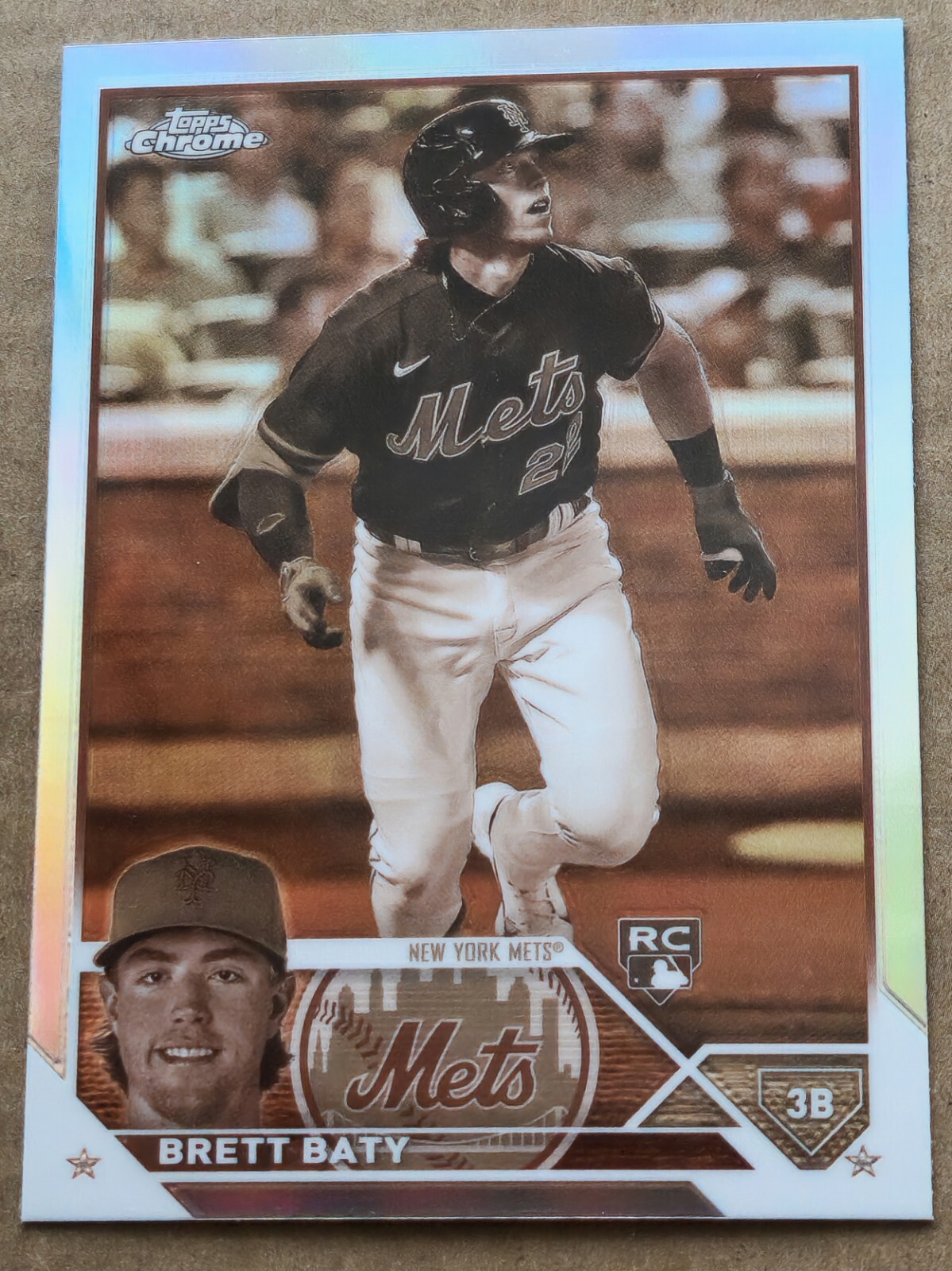 2023 Topps Chrome #204 Brett Baty Sepia Refractor RC