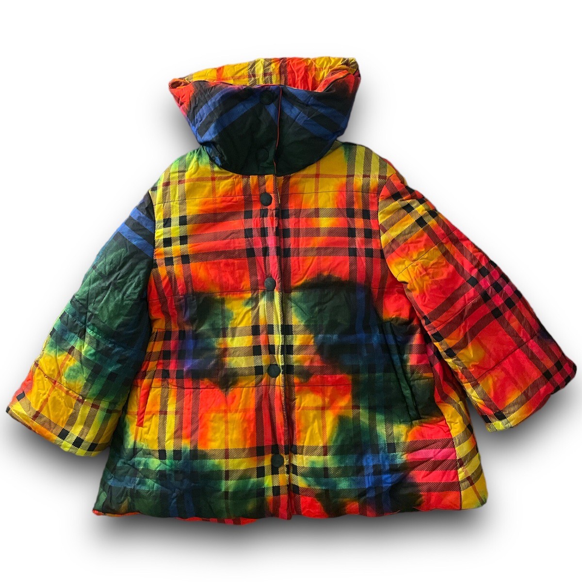 RARE Burberry Oversized Rainbow Tie-Dye Check Down Puffer RARE Burberry Oversized Rainbow Tie-Dye Check Down Puffer