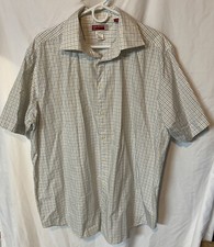 Vintage Guess Blue Plaid Short Sleeve Dress Shirt Button Up XL