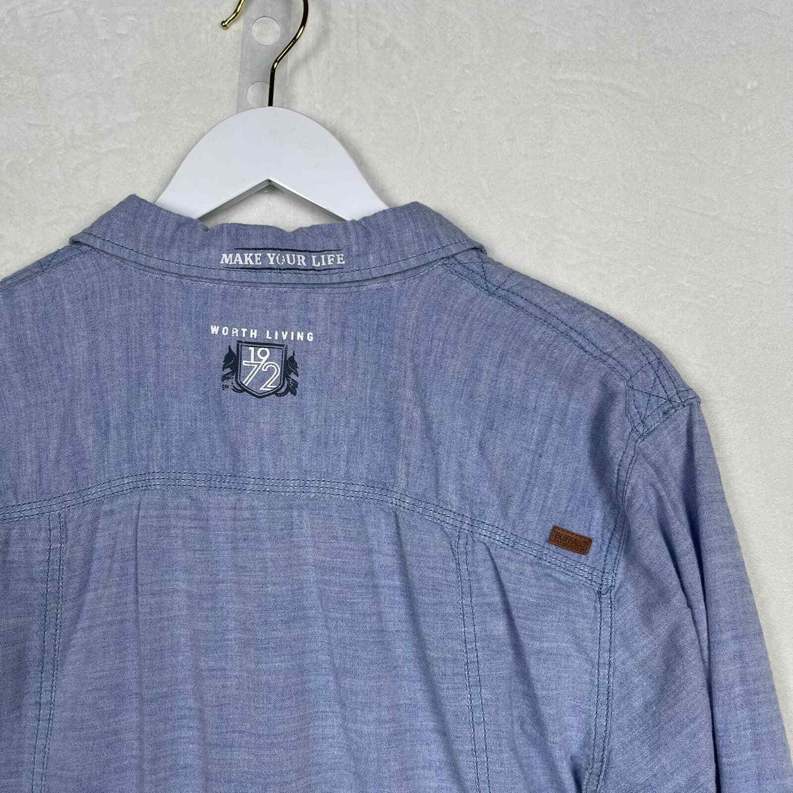 Buffalo David Bitton Patchwork Logo Soft Blue Den… - image 6