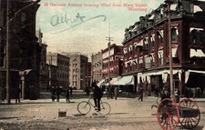 Postal McDermot Avenue West from Main Street Winnipeg Manitoba Canadá 1909
