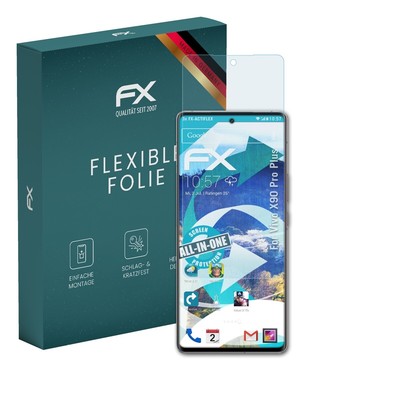 atFoliX 3x Folie für Vivo X90 Pro Plus Schutzfolie klar&flexibel