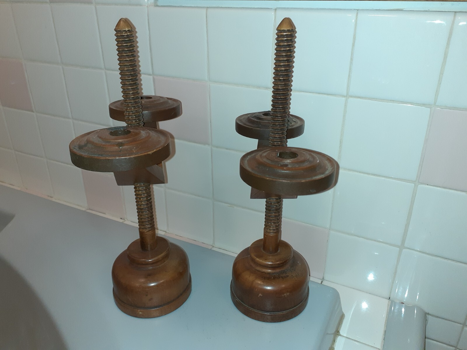 Trend Clocks Zeeland Michigan Vintage Wood Pair of Candle Holders 14.6" tall eBay