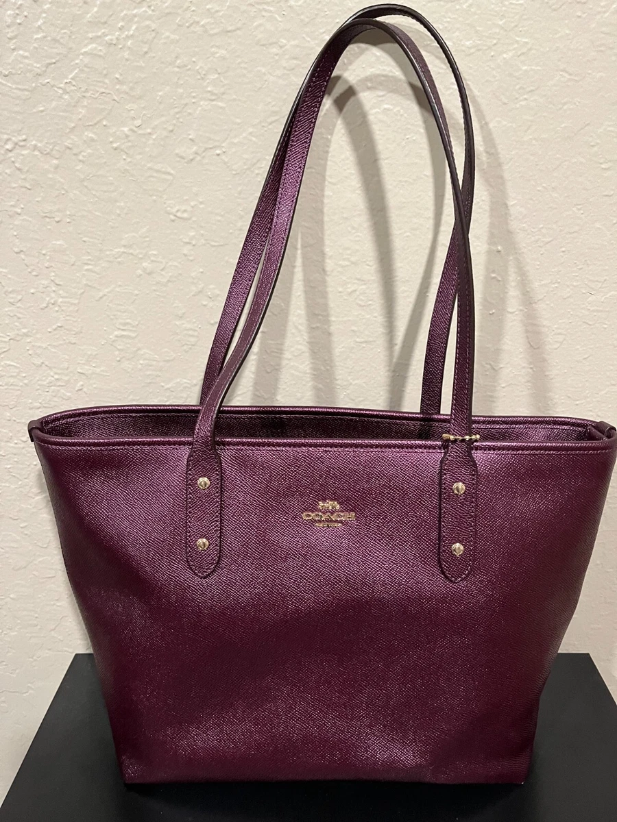 Coach F16224 Crossgrain Leather City Tote Bag Metallic Raspberry/Light Gold  | eBay