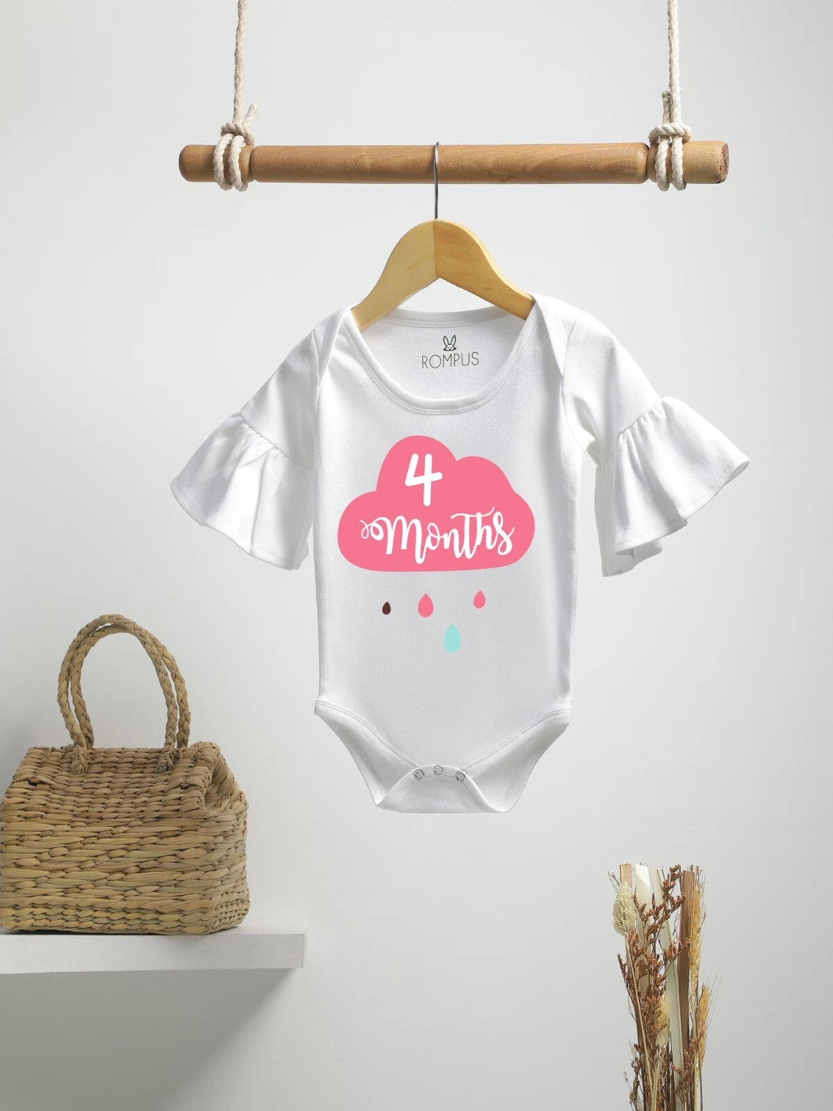 Combo of 4,5 and 6 Months Cloud Print Organic Baby Girl cotton fabric rompers