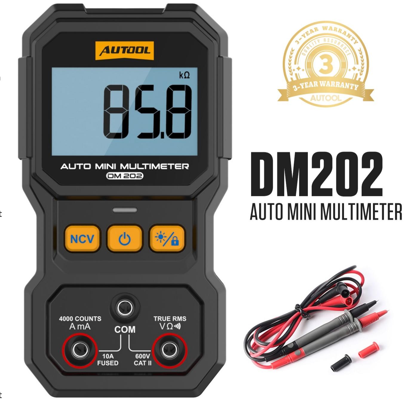 Digital Multimeter Auto Range AC DC Voltmeter Ammeter Ohmmeter Tester True RMS