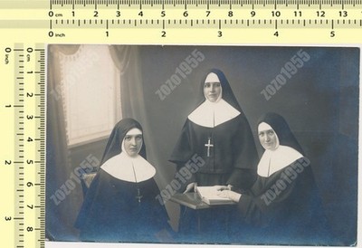 1920s Three Catholic Nuns Studio Portrait Original Vintage Photo