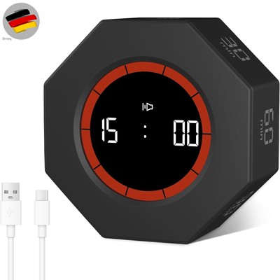 Cube Timer, Achteck Drehbarer Pomodoro Timer,  Countdown & Countup Küchentimer