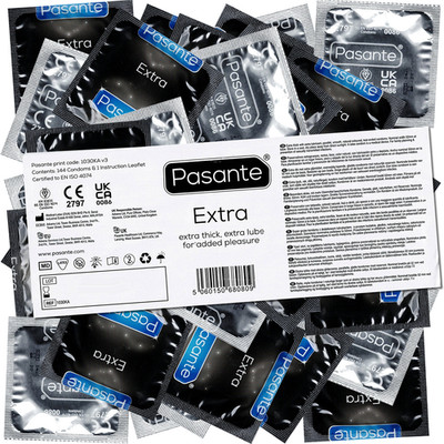 Pasante Extra 144 Kondome 52 mm Extra Stark 0,093 mm, Vorratspack, Anal geeignet