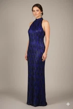 Vtg Stenay Beaded Silk Evening Gown Sz 10 Retro Formal Wedding Guest