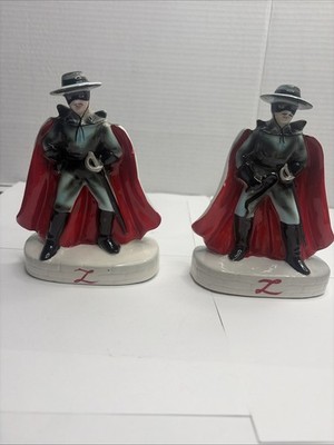 Rare Pair Of Vintage Zorro ceramic Bookends.Ensesco For Walt Disney Japan  1950s