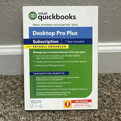 Intuit Quickbooks Small Business 2022 Desktop Pro Plus Payroll Enhanced SEALED