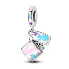 MULA European 925 Silver DIY Charm AAA CZ Enamel Cat Lighter For Women Bracelet