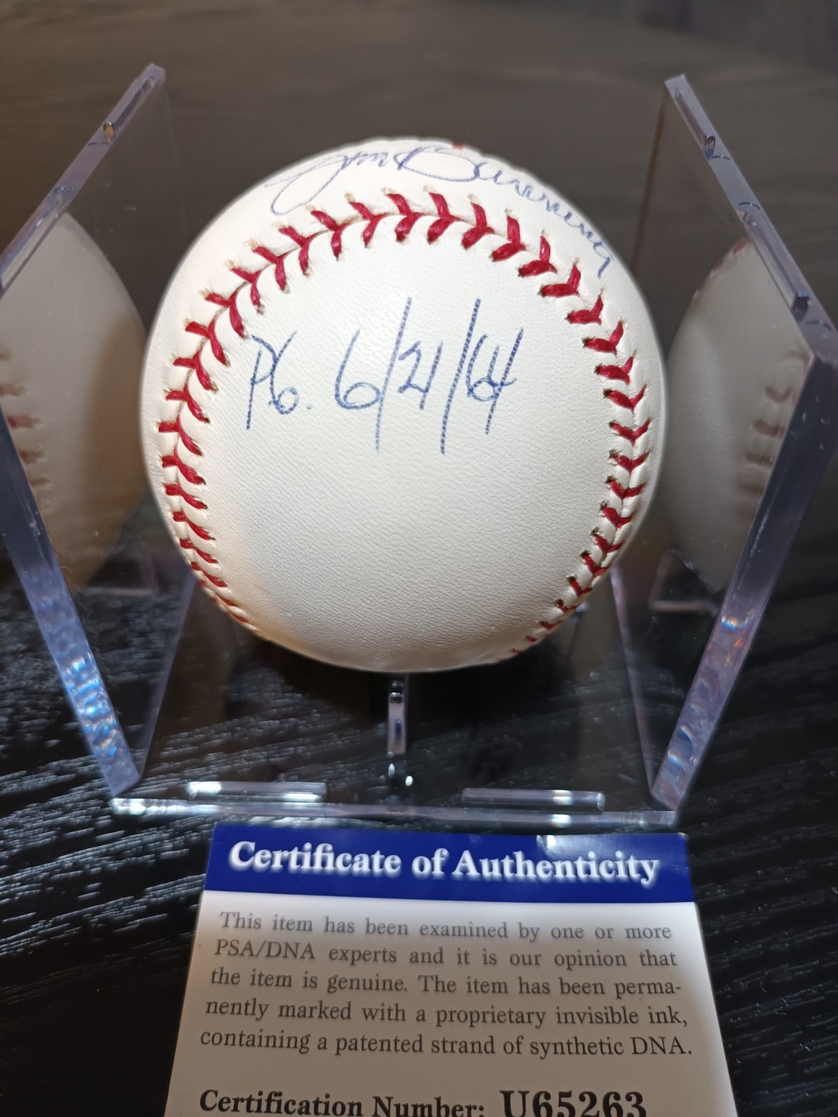 Jim Bunning Signed Autographed Baseball w/ "PERFECT GAME 6/21/64" Insc PSA MINT! view 3