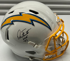 DAN FOUTS SIGNED CHARGERS HALL OF FAME INSCRIBED FULL DIZE HELMET BECKETT CERT
