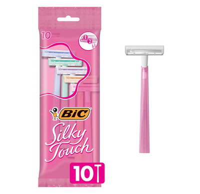 BIC Silky Touch Women'S Disposable Razors, with 2 Blades, Pretty Pastel Razor Ha