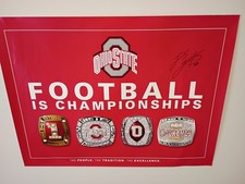 Affiche Ohio State Buckeyes Football / Championnat Ring / dédicacée