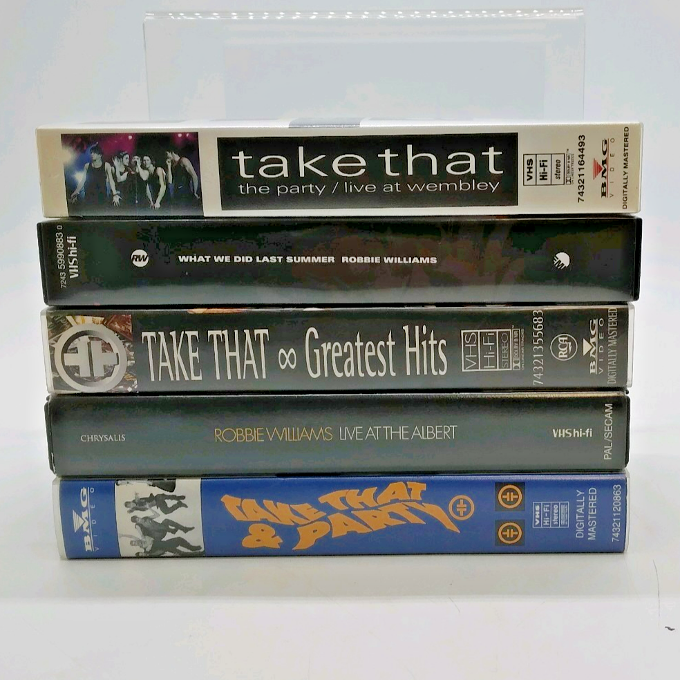 X5 VHS Video Bundle Take That Robbie Williams, Wembley/Greatest Hits + More