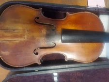Vintage German Violin 4/4 Strad Farny Label PARTS/REPAIR + Restored Coffin Case