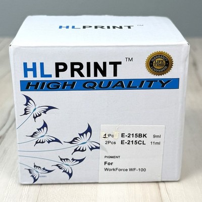 HLPRINT E-215 Ink Cartridges for WorkForce WF-100 Printer 2 Color & 1 Black NEW