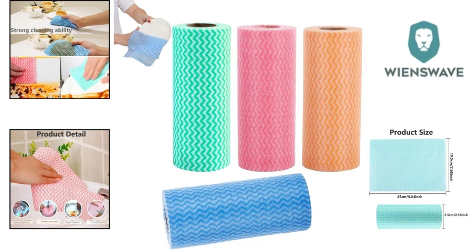 Vliesstoff Küchentücher 50Blatt 4 Rollen  Wiederverwendbar - Bild 2 von 4