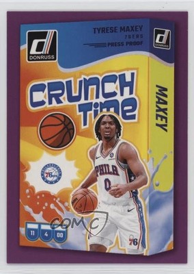 2024-25 Panini Donruss Crunch Time Press Proof Purple Tyrese Maxey #13 19bk
