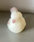 Fenton Satin Glass Bird Figurine Hand Painted w/ Pink Roses