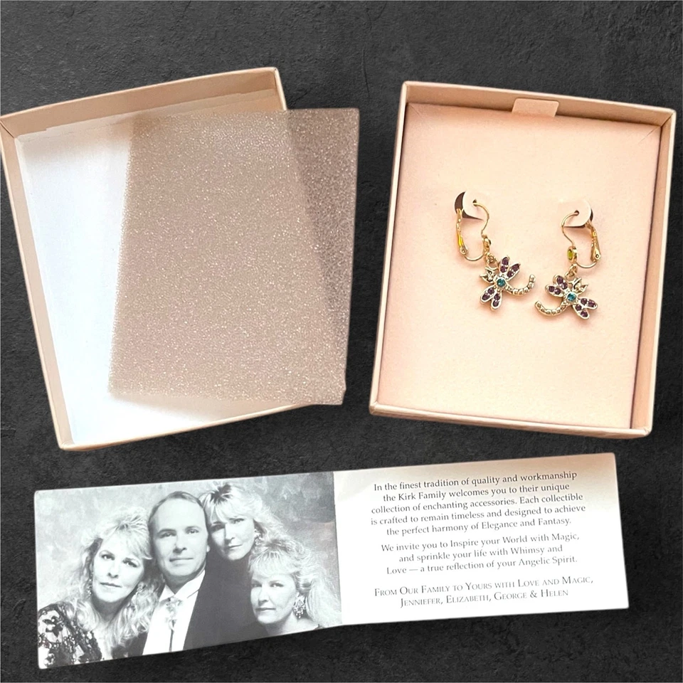 Brincos Kirks Folly gota de libélula tom dourado alavanca perfurada traseira cristal AB - Imagem 2 de 4