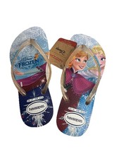 New Havaianas Disney FROZEN Elsa Anna Girls Youth Sandals - Flip Flops 2Y