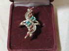 VINTAGE SILVER  RING WITH RED & BLUE STONES VERY PRETTY SIZE 8.5