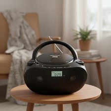 Compact Boombox with Bluetooth and Stereo Sound: CD Player USB Compatible