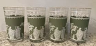 Set of 4 Jeanette Wedgewood Hellenic Grecian Green Jasperware Tumblers Glasses