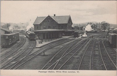 Passenger Station White River Junction Vermont VT Steam Locomotive Postcard